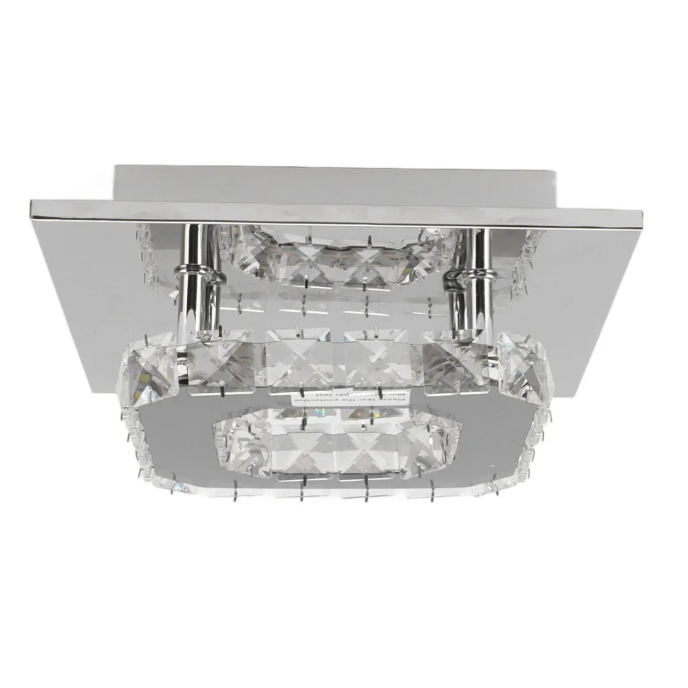 Square LED Ceiling Lamp 3 Color Temperature Faux Crystal Flush Mount Light Wide Voltage 85-265V 12W Ceiling Lamp Dining Room