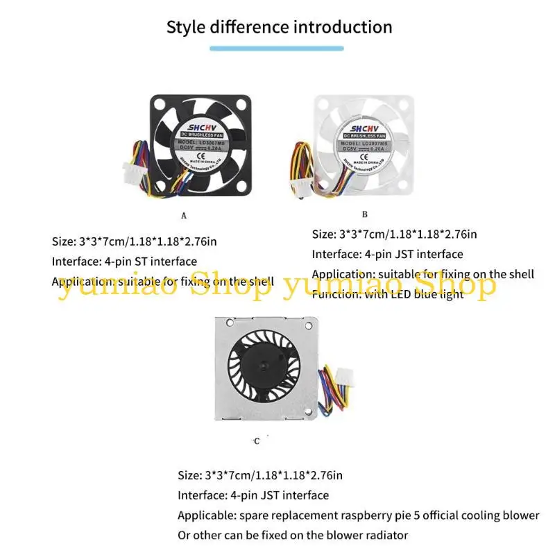 587B RADIADOR FIXO 5V Terminal JST JST 4pin para Raspberrypi5 30x30x7mm