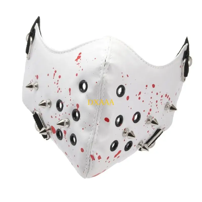 

DXAA Punk Rivet Spikes Leather Mask Wind Protector Motorcycle Biker Half Face Mask