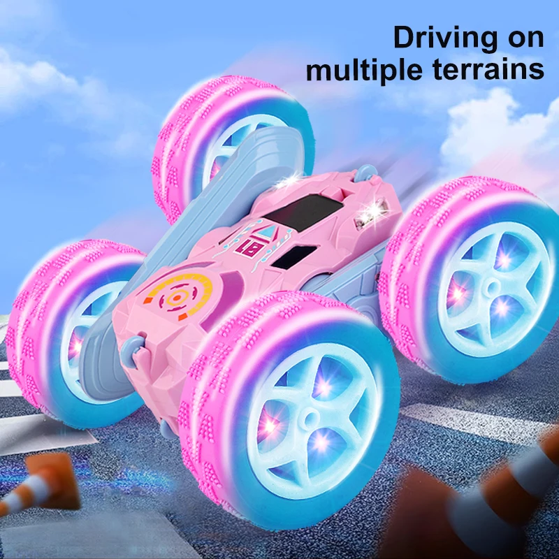 Lighting double-sided stunt car remote control car 360 degree high-speed rolling car 2.4G children's toy car RC car