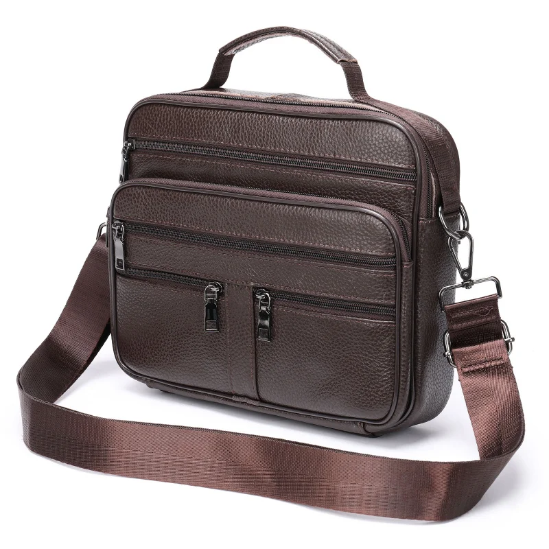New Casual Men's Cow Leather Shoulder Bag Large Capacity Male Crossbody Bag For Men