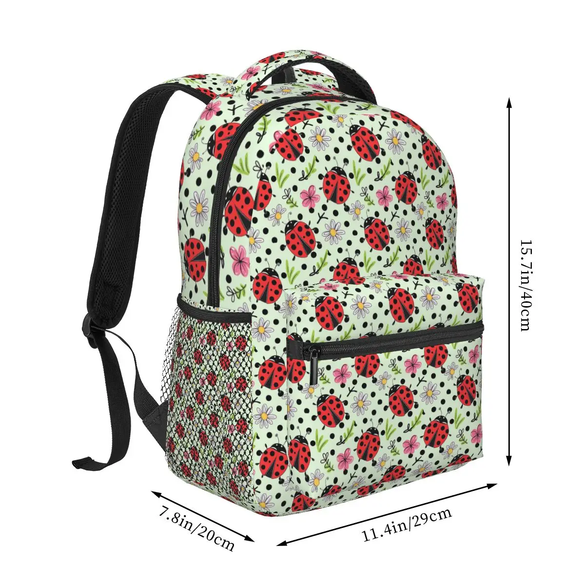 Seven Spot Ladybug Pattern Backpack Student Boys Girls BookBag Kids School Bag Computer Shoulder Bags for Men Women