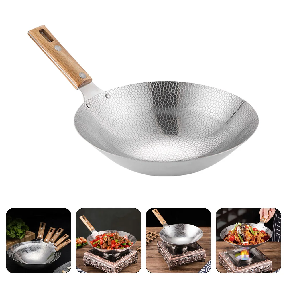 Stainless Steel Griddle Gas Stove Wok Pot Chinese Pan for Kitchen Multifunctional