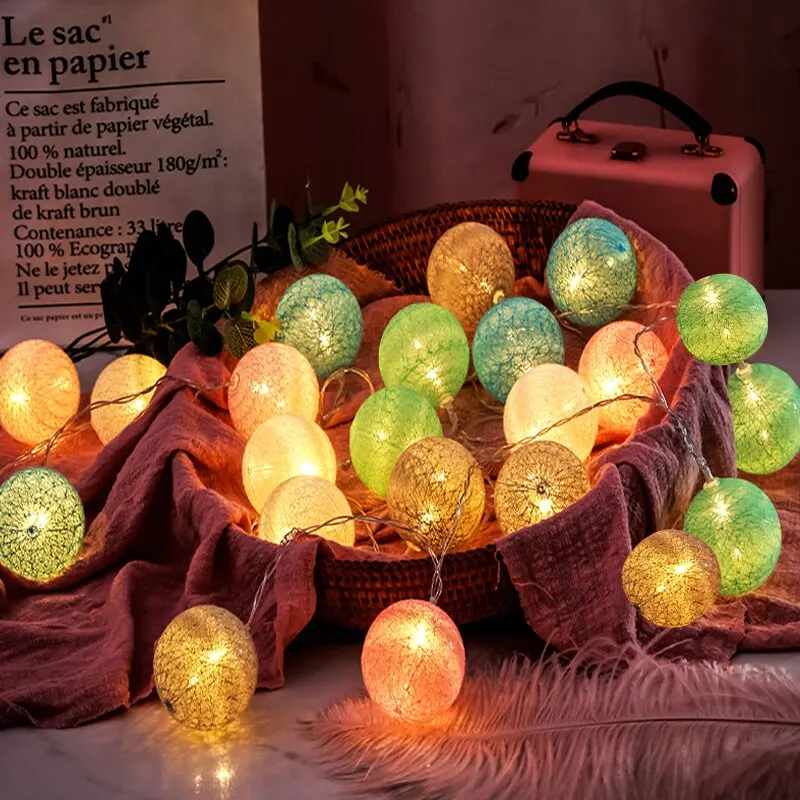 20 LED Cotton Ball String Fairy Lights Christmas Wedding Garden Party Home Decor Lantern Patio Light