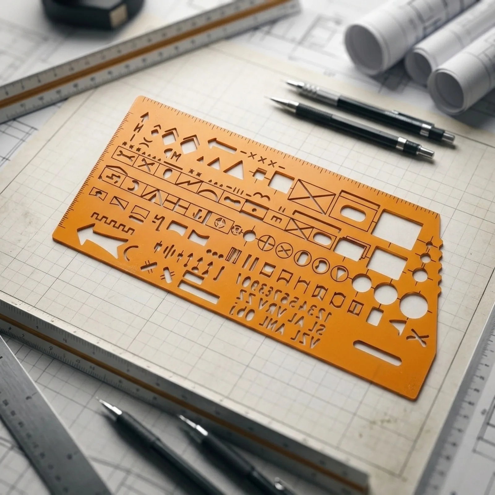 1:50000 Scale Translucent Plastic Drawing Template Ruler With Standard Geometry Symbols For Professional Mapping And Sketching T