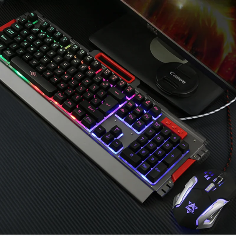 

Cool Colorful Backlit Matte Metal Panel Keyboards Macro Programming Custom 6-button Gaming Mouse USB Game Keyboard Mouses Set