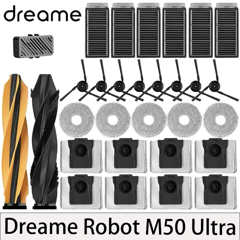 Dreame M50 Ultra Robot Vacuum Cleaner Spare Parts Main Side Brushes Mop Cloths HEPA Filters Dust Bag Accessories Replacement