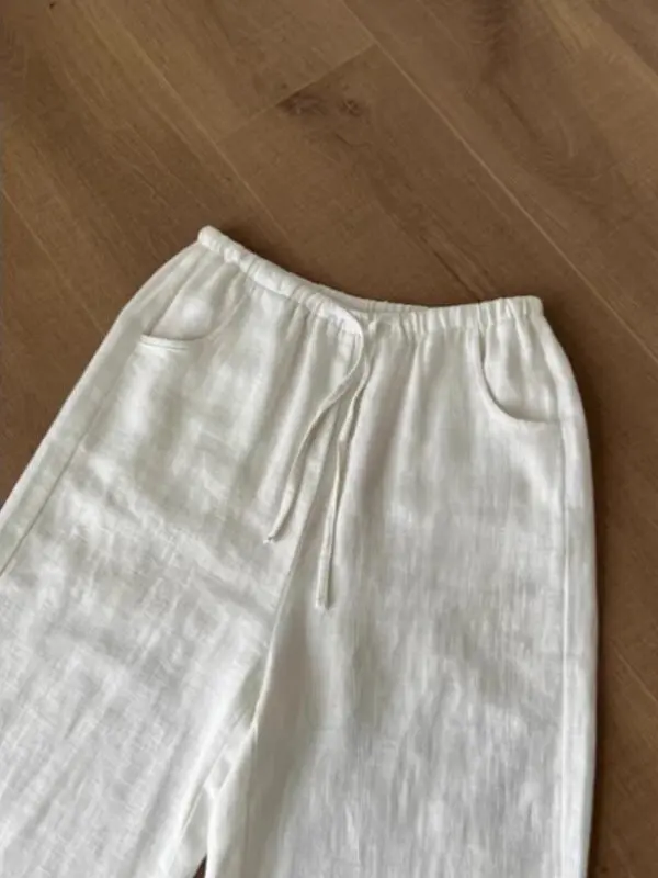 

Модные белые льняные брюки-палаццо 2026 года: повседневные прямые брюки для женщин с высокой талией, свободного кроя, из комфортного хлопка и льна