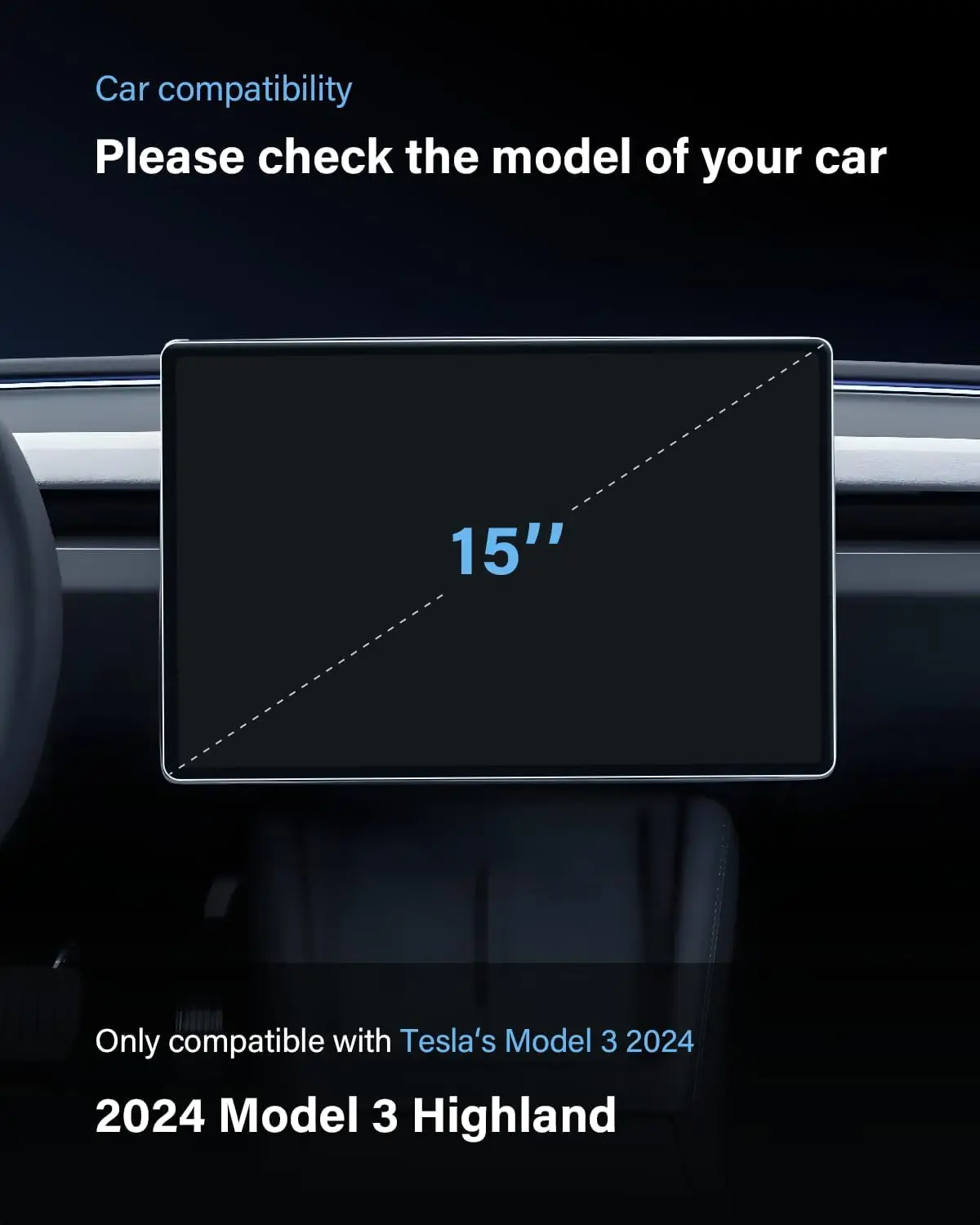 Per Tesla Model 3 Highland 2024 pellicola salvaschermo antiriflesso Touchscreen da 15 \