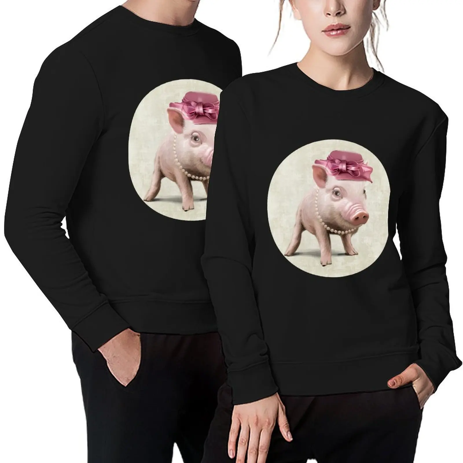 

The elegant Miss Piggy Pullover men's sweat-shirt set anime clothing men's winter sweater korean clothes sweatshirts men
