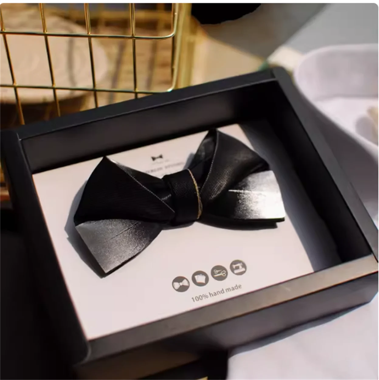 

Handmade feather bow tie men's wedding gift