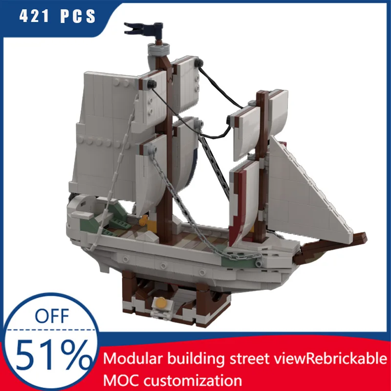 

421 шт., креативная парусная лодка, технические строительные блоки, набор моделей для взрослых, подростков, сборка, демонстрационные игрушки, подарок на Рождество и день рождения