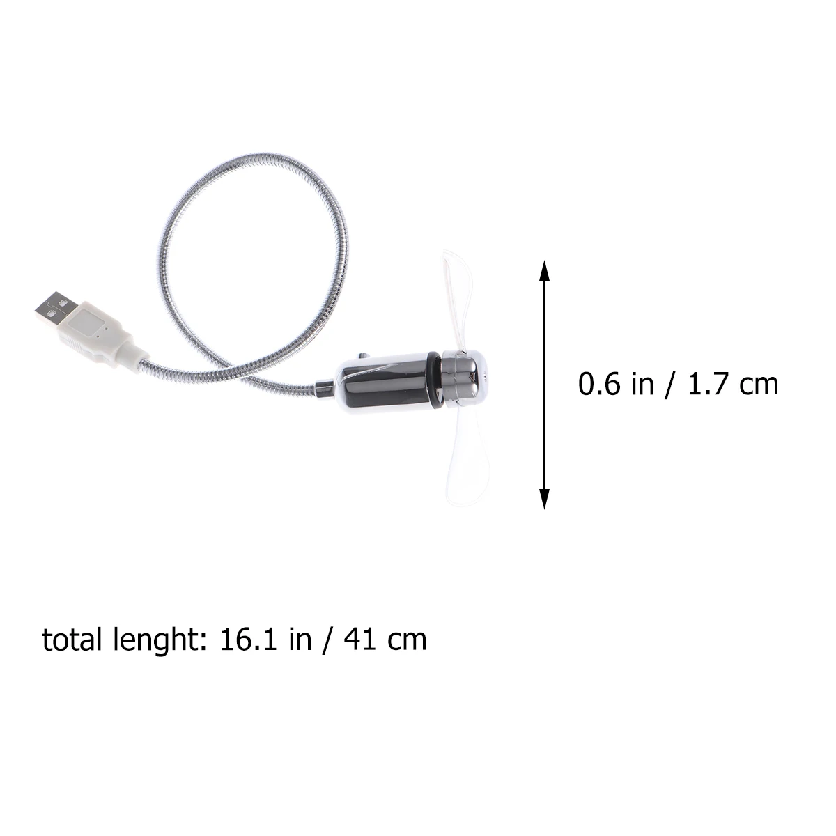 

41cm Silver Colorful USB Fan LED Light Mini Portable Rechargeable Desktop Office Gadget Laptop Gift Stocking Filler for