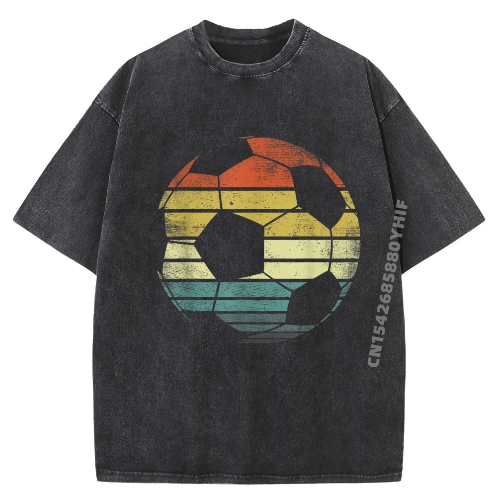 

Футболист Мяч Топы и футболки в стиле ретро Забавная футболка Мужская свободная рубашка с принтом Винтажная стираная одежда