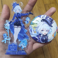 2Pcs/Lot Game Focalors Acrylic Figure Stand Model Furina de Fontaine Pin Breastpin Badge Birthday Gift