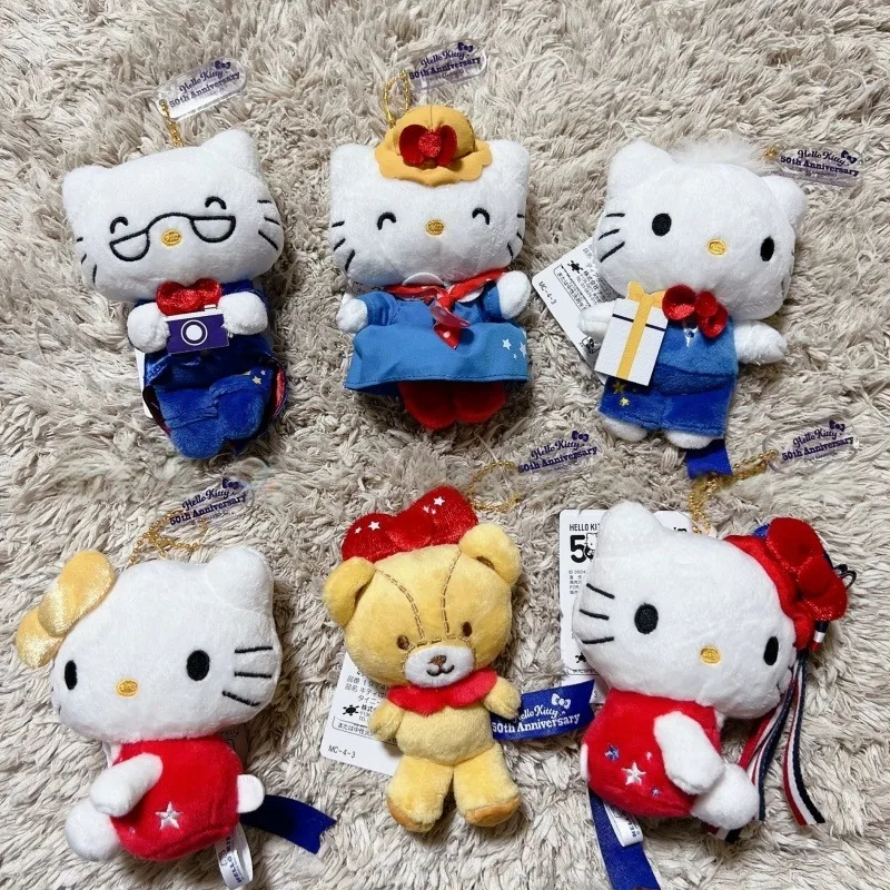 

Семья Sanrio Hello Kitty, мягкая подвеска, 50-летие, бант, котенок, кошка, Peluche, брелок, крошечный чум, медведь, плюшевая кукла, сумка, подвеска