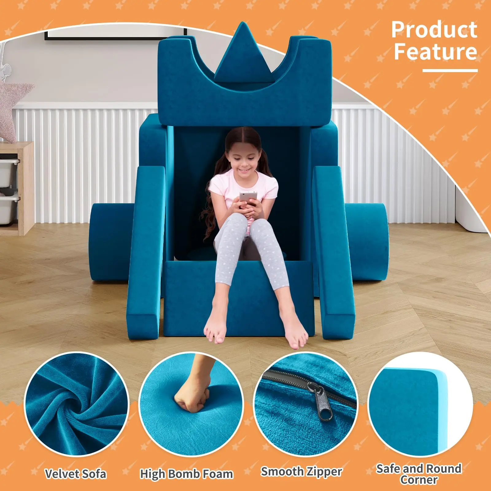 Sofá modular para niños y niñas, mueble de juego mediano, para sala de juegos, dormitorio, Combinable