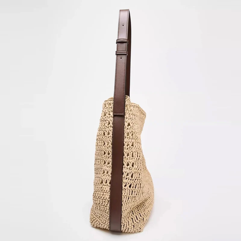 Casual Large Capacity Straw Tote Bag Designer Hollow Woven Women Shoulder Bags Summer Beach Handbags with Small Purses 2025