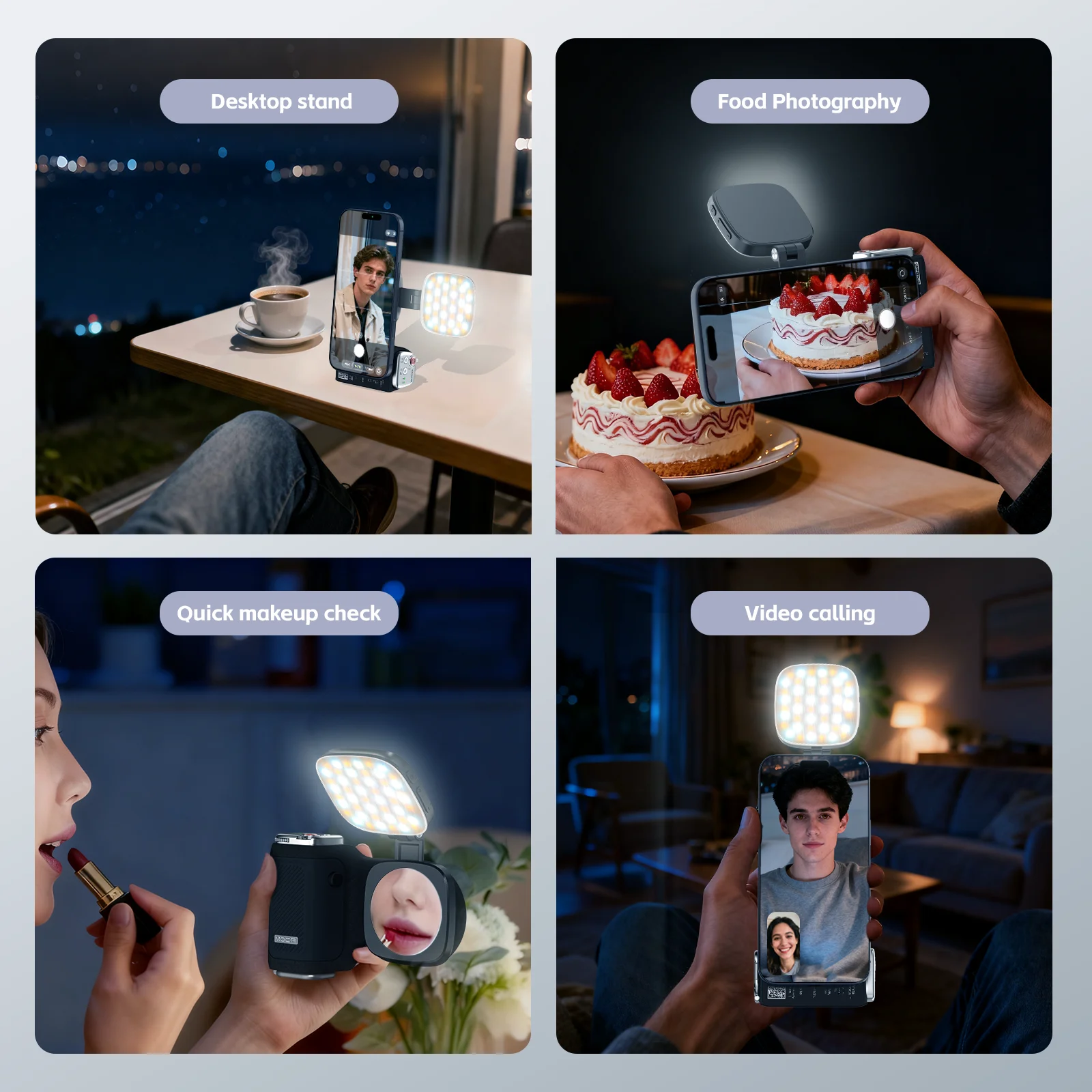 COMITOK MOCA Selfie Booster per iPhone Pro, impugnatura ergonomica, otturatore DSLR/telecomando ricaricabile + specchio opzionale/luce di riempimento