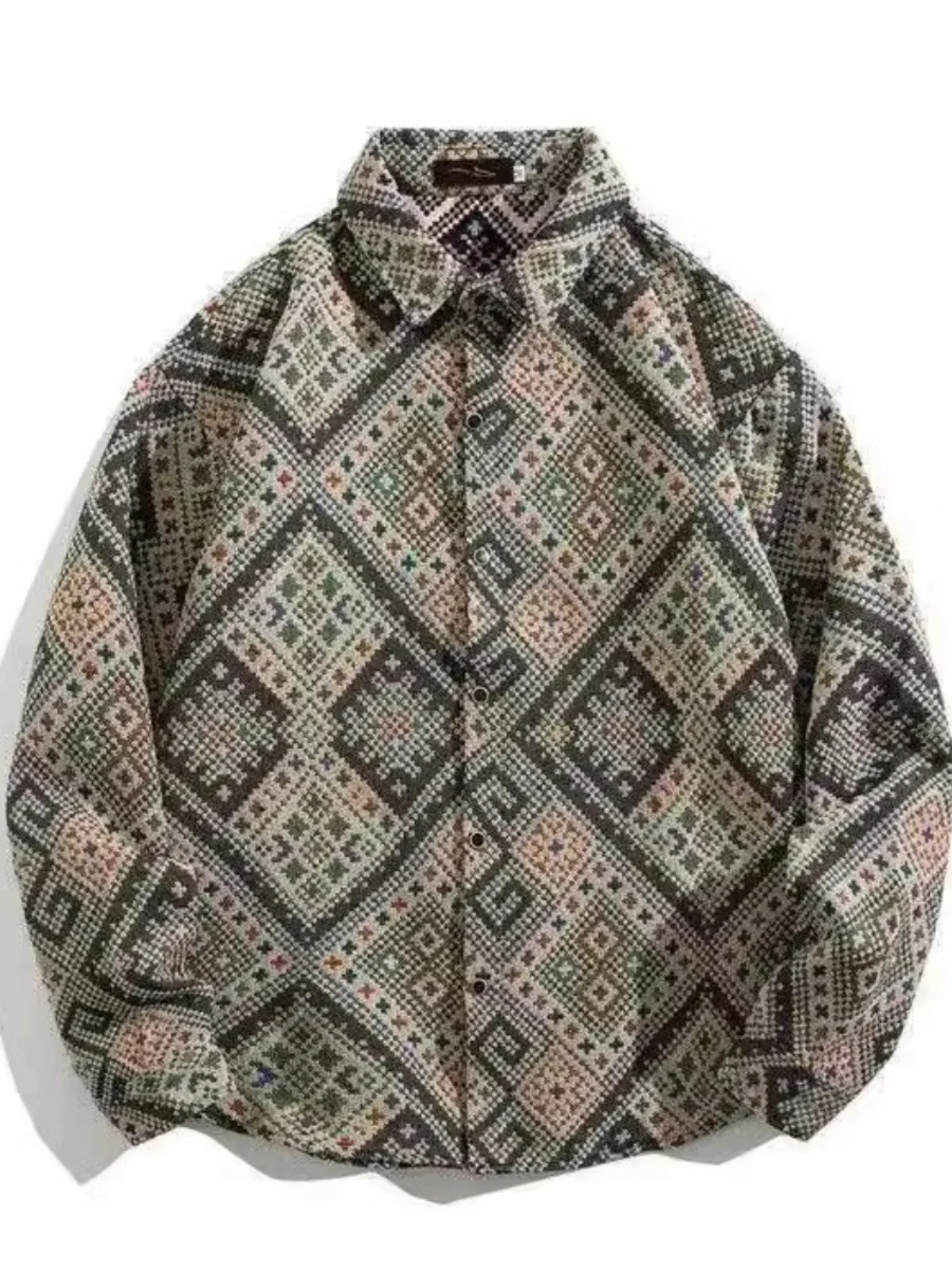 

Retro Long Sve irt Jaet Loose Couple Sved Outerwear Autumn Season European Simple Sle Button Closure Regular Length