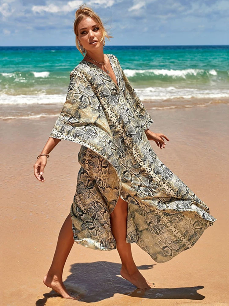 เซ็กซี่ลึก V คอผ้าฝ้าย OVERSIZE COVER UP ชุดผู้หญิง 2025 สไตล์หลวมวันหยุดปาร์ตี้ Outwear บิกินี่ชุดว่ายน้ํา Coverups