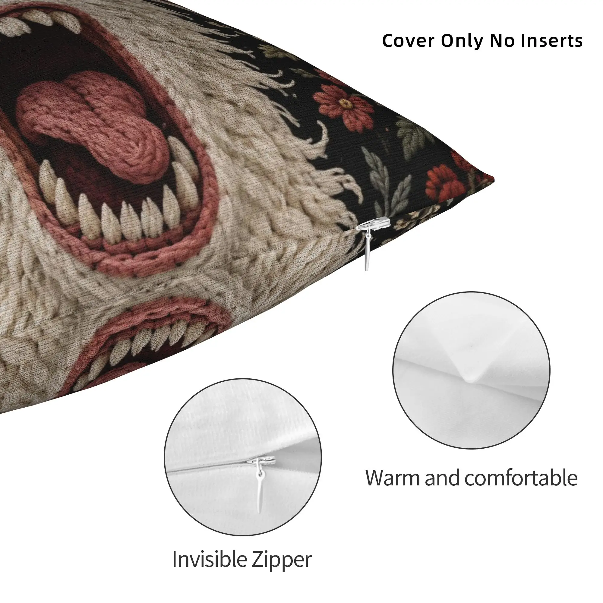 Screaming Goat Horror Gothic Floral Pillowcase Printing Polyester Cushion Cover Gift Dark Humor Throw Pillow Case Cover Square