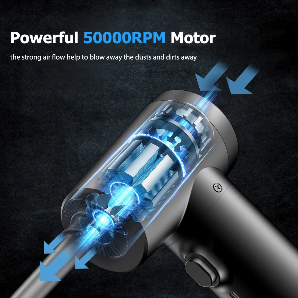 Multifuncional sem fio elétrico Air Duster e bomba, 2 em 1 sopro de poeira com LED, poderoso e recarregável, 100W, inflável