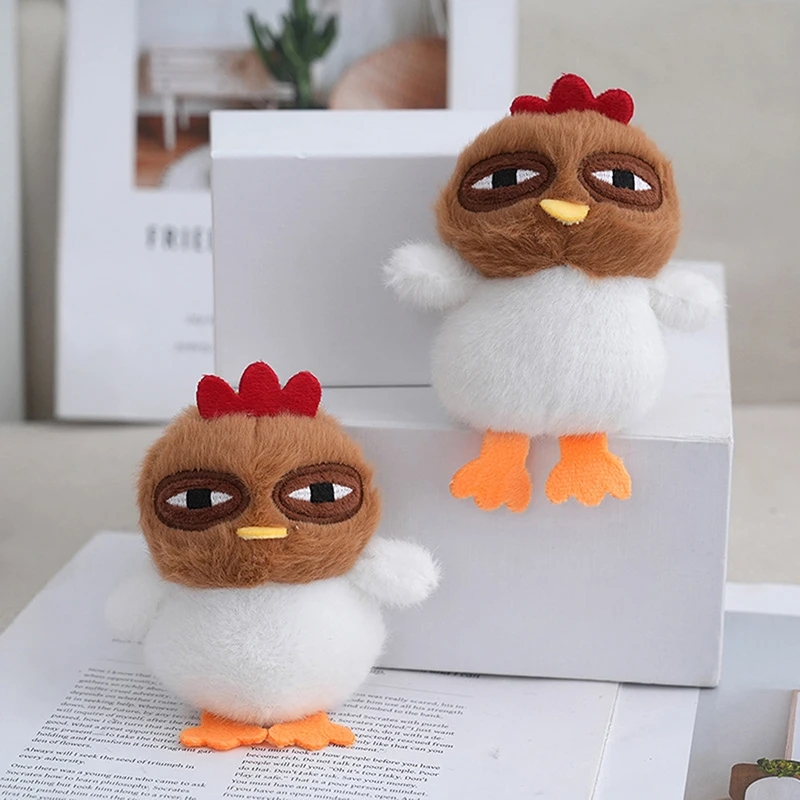 1PC Car Decoration Ugly Hen Plush Toy Doll Kawaii Chicken Pendant Fur Keychain Stuffed Plushie Key Ring Birthday Christmas Gifts