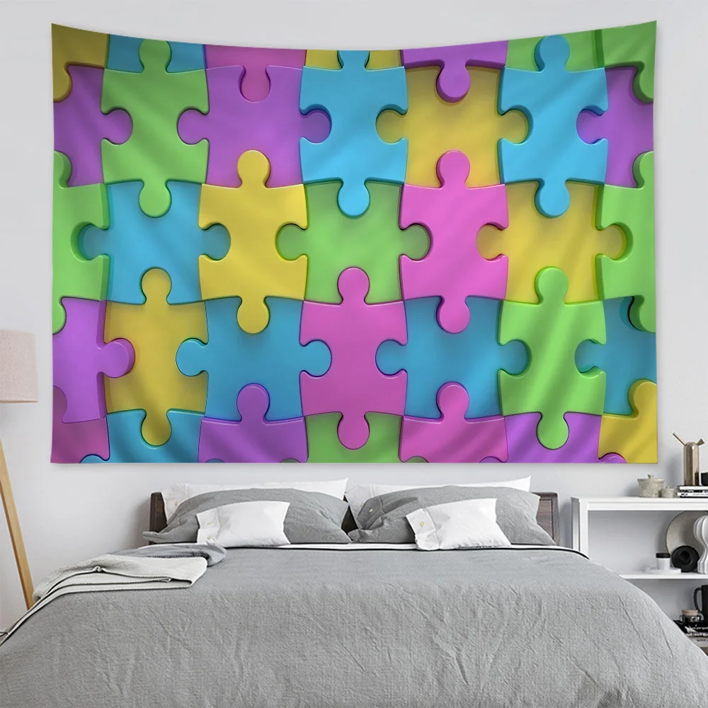 P-Puzzle Printed Large Wall Tapestry Wall Hanging Decoration Household Decor Blanket