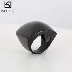 KALEM New In Stainless Steel Polished Large Rings for Women Men Black/Gold Color Chunky Anillos Mujer Trendy Jewelty Man Ring