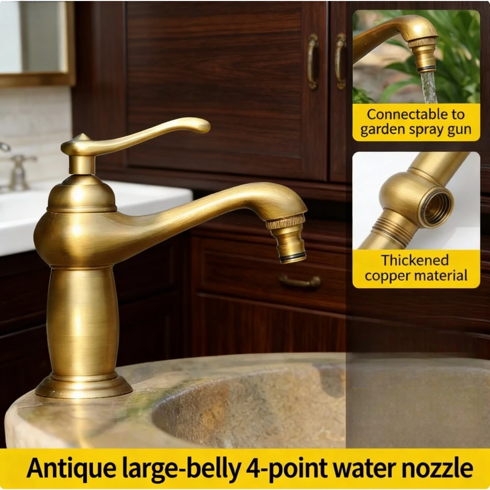 

Латунный поворотный смеситель для раковины, антикварный смеситель для умывальника, латунный кран для раковины