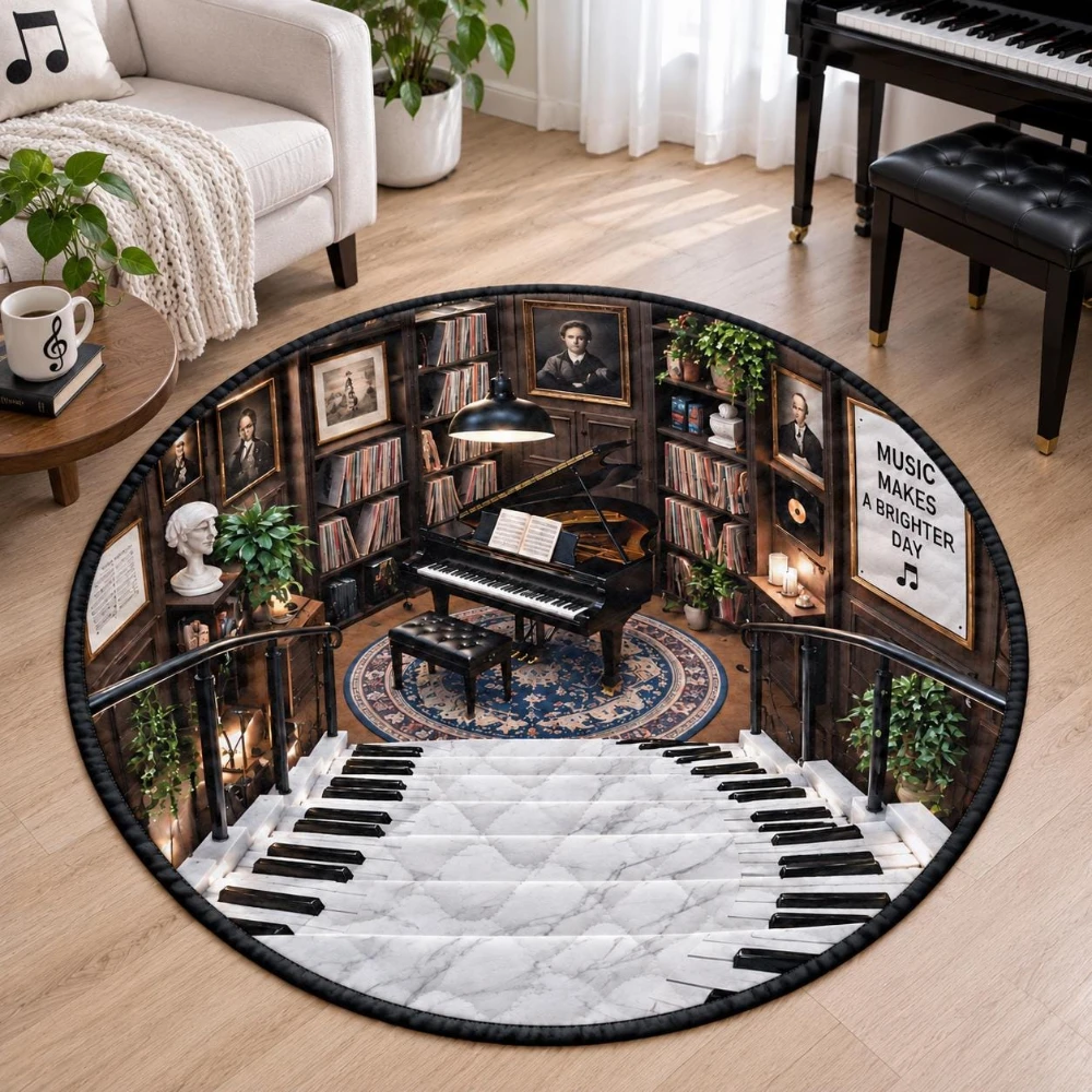 Secret Library Tree 3D Circle Rug Bedroom Kitchen Coffee Table Home Decor Entrance Hallway Sofa Side Area Floor Doormat Rug