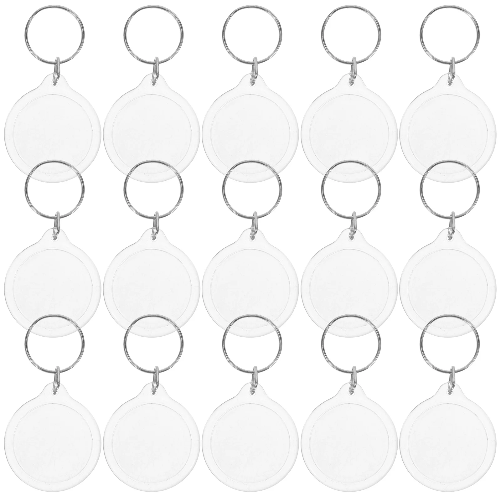 

100 Pcs Circular Photo Frame Wallet Keychain Acrylic Transparent Blank Insert Keyring