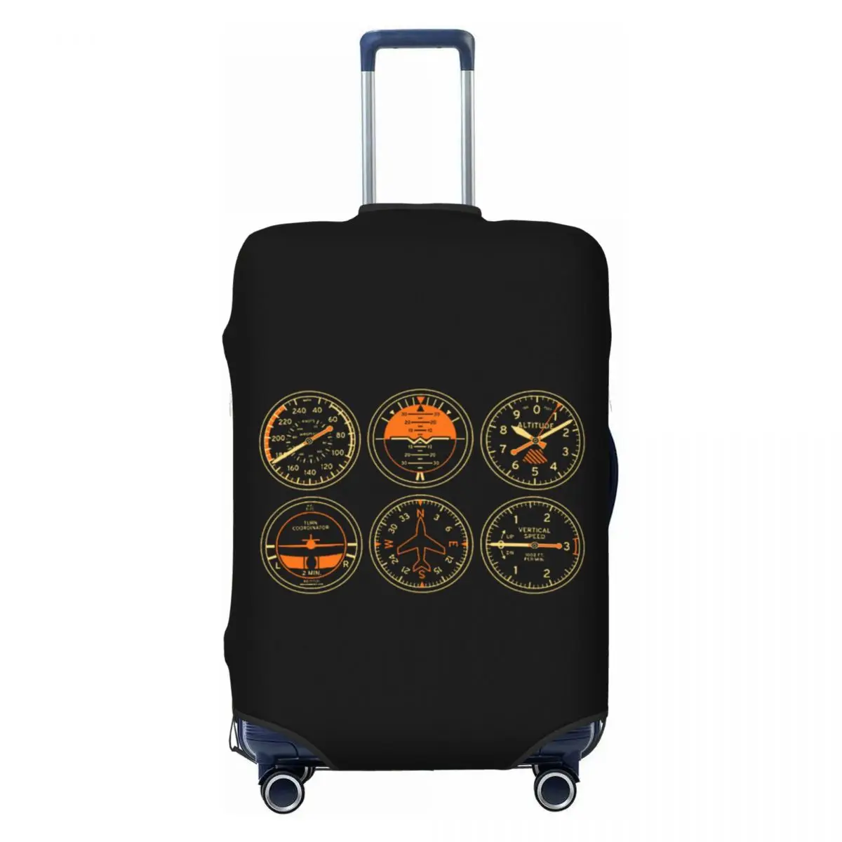 

Cockpit Six Dials Flight Simulator Pilot Luggage Cover Protector Funny Aviation Airplane Travel Suitcase Covers for 18-32 Inch