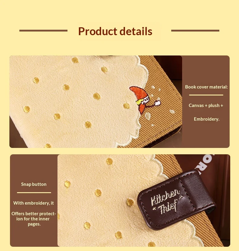 Kitchen Elf A6 Planer-Set, bestickte Keksdecke, Notizbuch, Klemmbrett, Lineal, Block, abnehmbare Seiten, Holzstempel, Aufkleber, süßes Geschenk – Detail 12