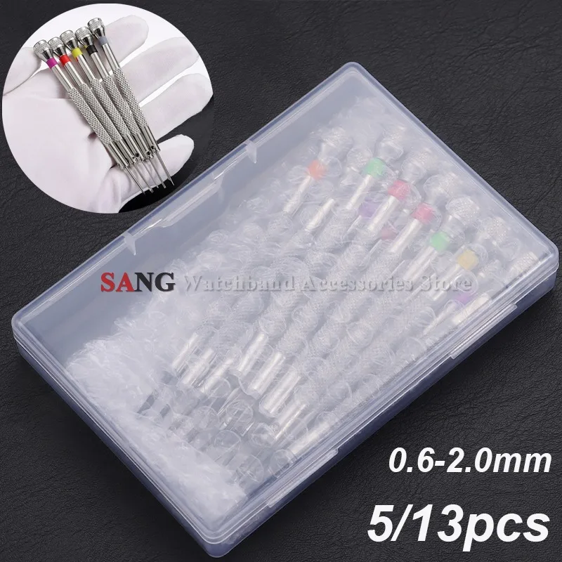 5/13Pcs Stainless Steel Watch Glasses Jewelry Repair Screwdriver Tool Flat Head Screwdriver Kit Flat Head Screwdrivers 0.6-2.0mm