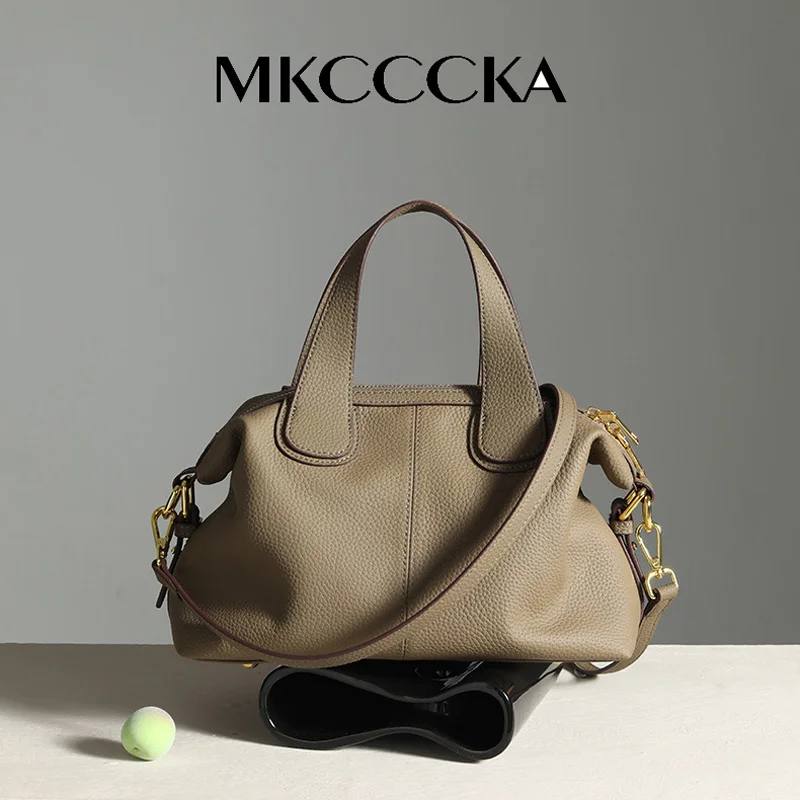 

MKCCCKA Underarm bag TOGO cow leather French Tote bag 2025 New Fashion large capacity portable one shoulder Leather women's bag