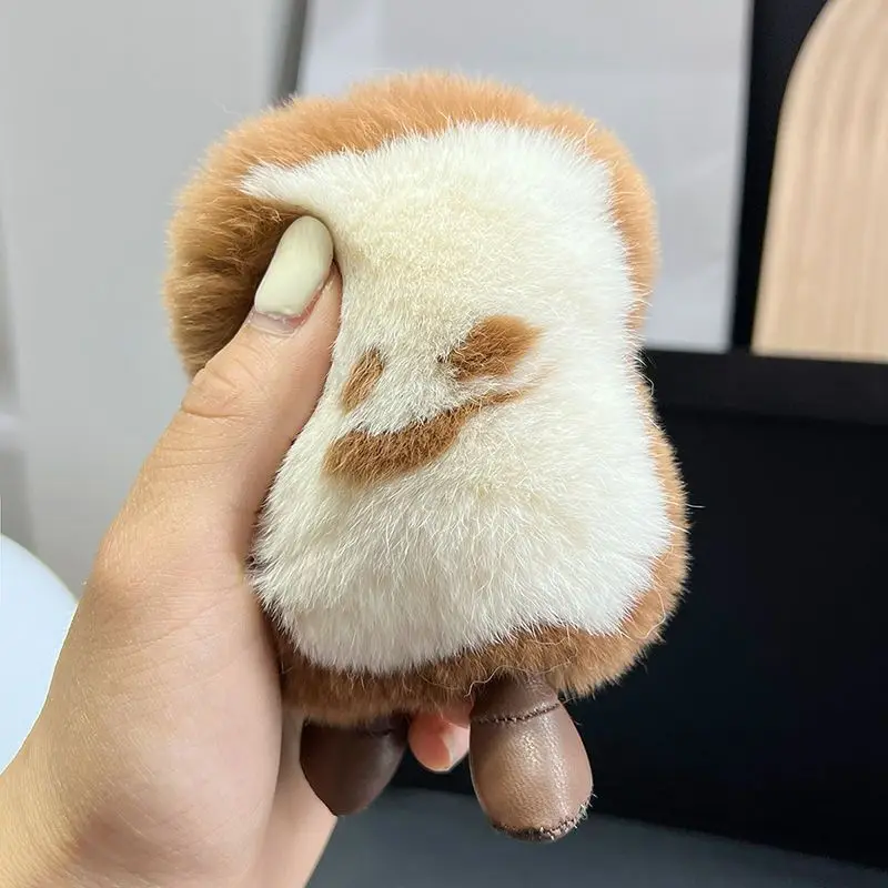 Lindo lontra piel de conejo pan tostado coche llavero colgante muñeca de peluche mochila bolso colgante regalo de cumpleaños