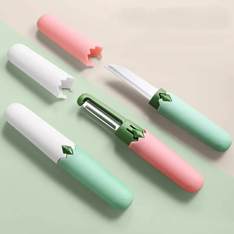 Creative Paring Knife Multi-functional Fruit Knife Household Scraper Two-in-one Kitchen Fruit Planing Stainless Steel Peeler