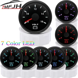 AD Universal 52mm Voltmeter Volt Meter 8-16 V Waterproof Volt Gauge 7 Colors LED Voltage 12V 24V For Car Truck Boat Motorcycle