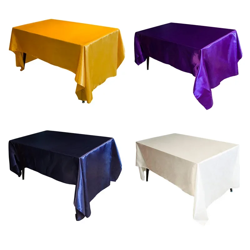 Tin Satin Square Tablecloth Wedding Banquet Decoration Silk Satin Wedding Restaurant Table Decoration Tablecloth