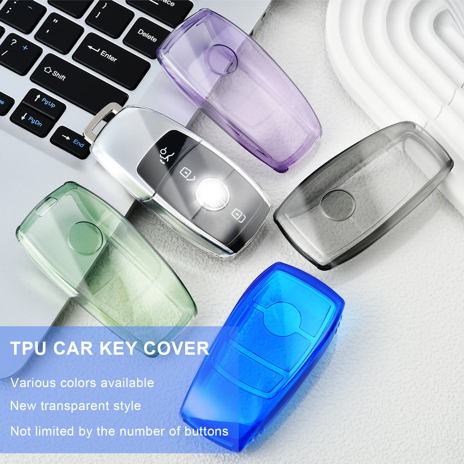 For Mercedes Benz A C E S G Class GLC CLA GLB 200 2024 CLE W205 W213 W222 TPU Transparent Car Key Fob Case Cover Shell Protector