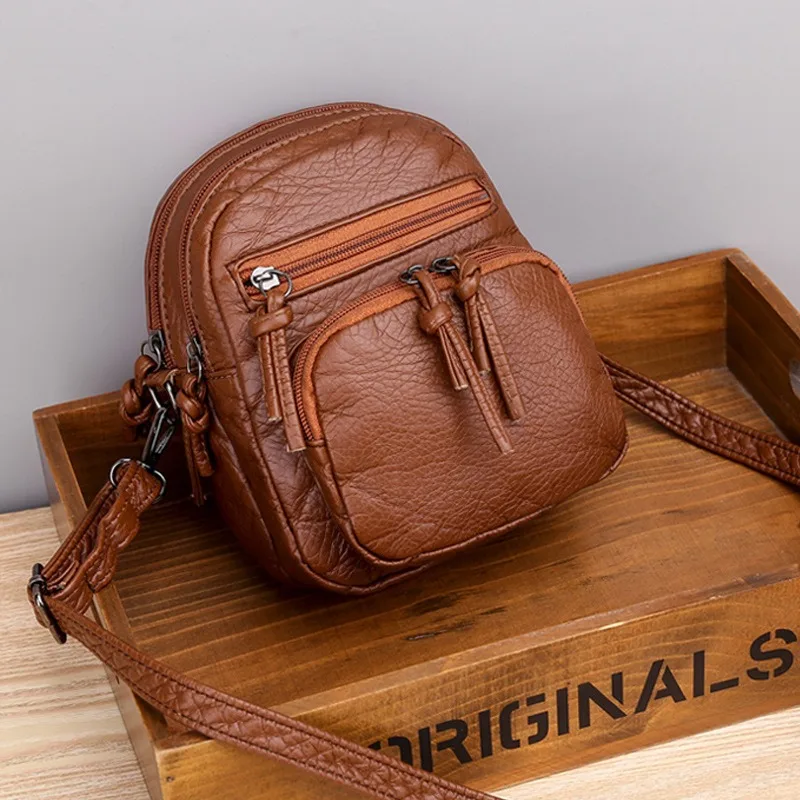 

Crossbody Bag 2025 New Soft Leather Texture Shoulder Bag Retro Fashion Multi-layer Large-capacity Mobile Phone Bag for Women
