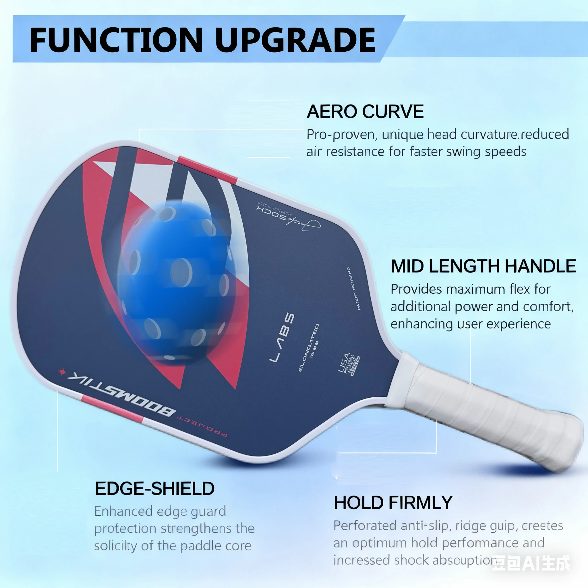 

LABS Project Boomstk Elongated Pickleball Paddle 16mm Boom Core Racket Pure Foam Paddle