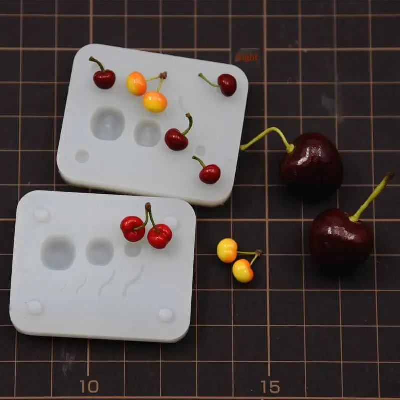 Mini Cherry Silicone Mold Flexible Non-Stick for DIY Clay Earring Resin Fondant Chocolate Home Baking Crafts