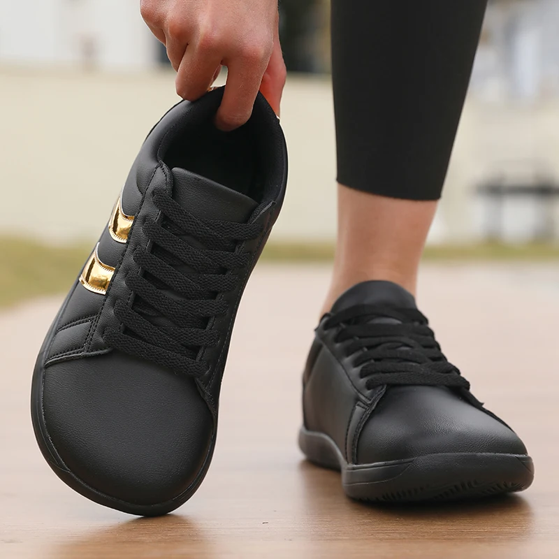 Unisex-Barfußschuhe, schwarz, leicht, weiche flache Sohle, lässige Sneaker, dünne Sohle, zum Joggen, Gehen, für die Schule, Komfortschuhe – Detail 10
