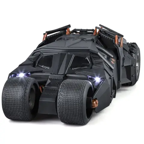 Modelo de coche de batmóvel a gran escala 1:18, juguete del Caballero Oscuro, trilogía, sonido, luz, aerosol deslizante, modelos de vehículos de aleación, adornos, regalos