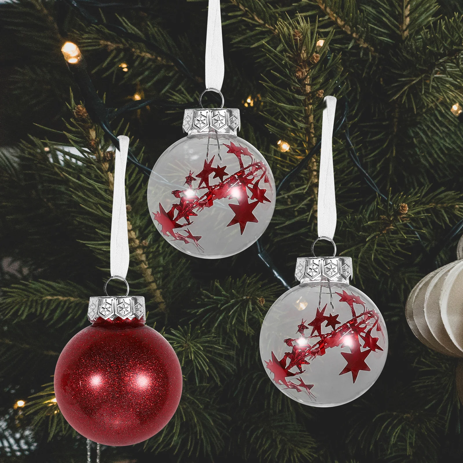 

24Pcs Red Decorative Christmas Balls Xmas Tree Hanging Ornaments Plastic Ball Ornaments Christmas Supplies