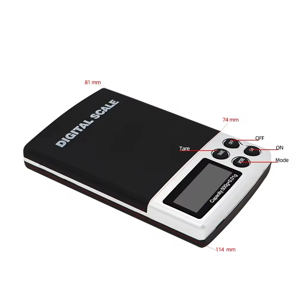 Mini Electronic Jewelry Scale Pocket 100/200/300/500/1000/2000g 0.01/0.1g Kitchen Scales Balance with BackLight