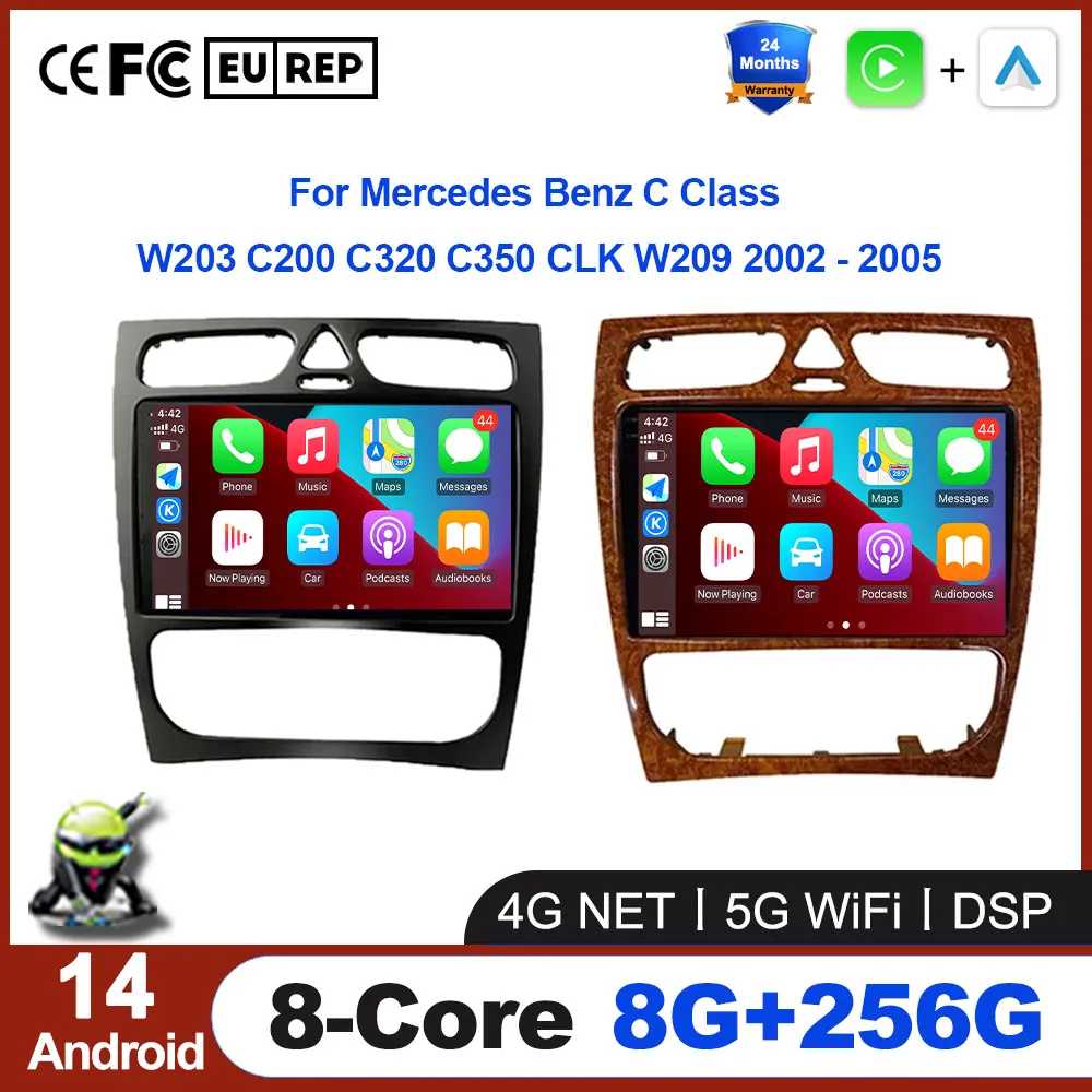 

Android 14 For Mercedes Benz C Class W203 C200 C320 C350 CLK W209 2002 - 2005 Car Radio Multimedia Video Player Navigation GPS